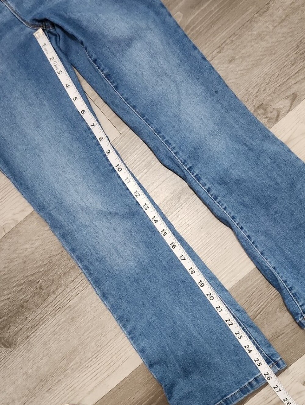 Light Blue Slight Flare Denim Adjustable Sinch Waist Jeans Girls Size 12 - Picture 5 of 11